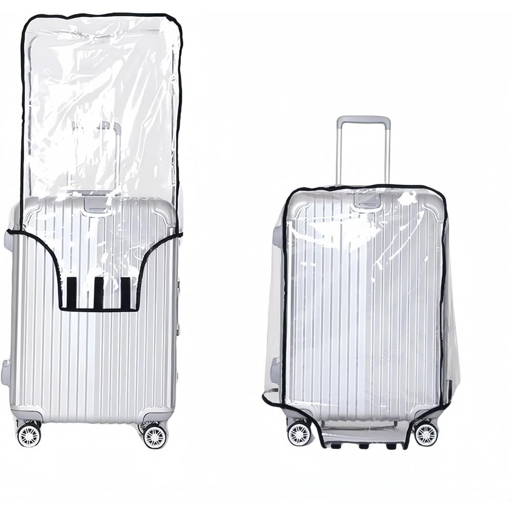 Clear PVC Luggage Cover 24” Waterproof Suitcase Protector w Wheels Access